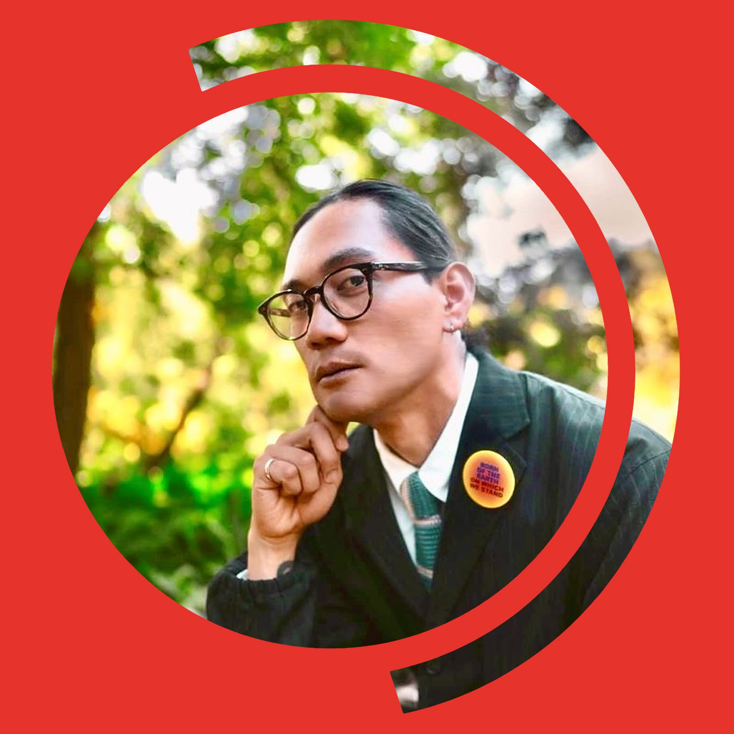 Portrait of John Kenneth Paranada in the red Artworld Radio episode artwork